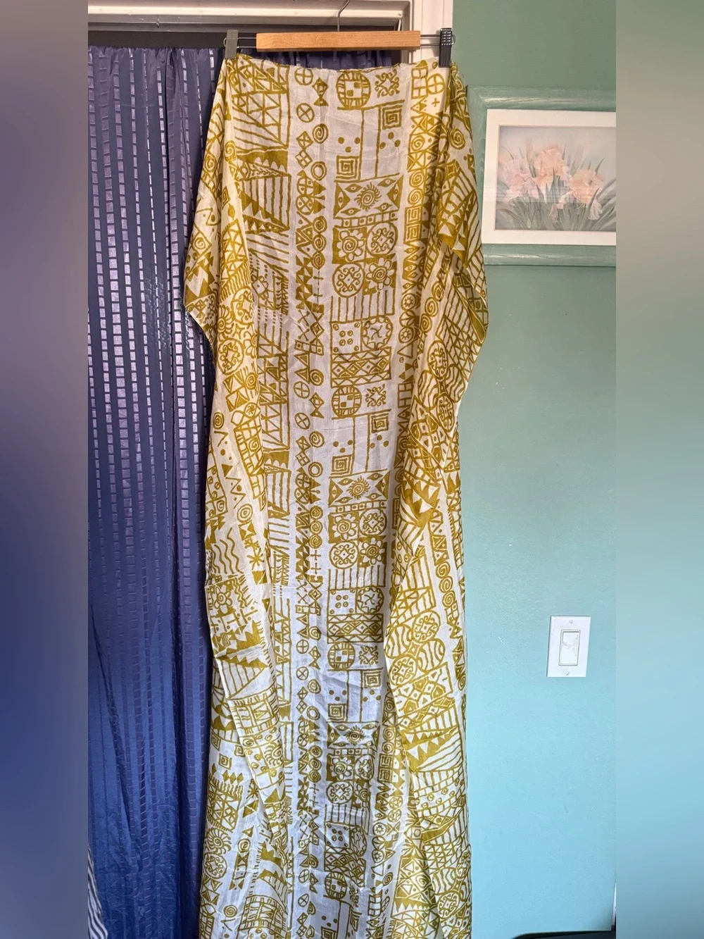 Trades of Hope 100% Silk Scarf Wrap Shawl Ivory Mustard Gold Fringe 35x66”